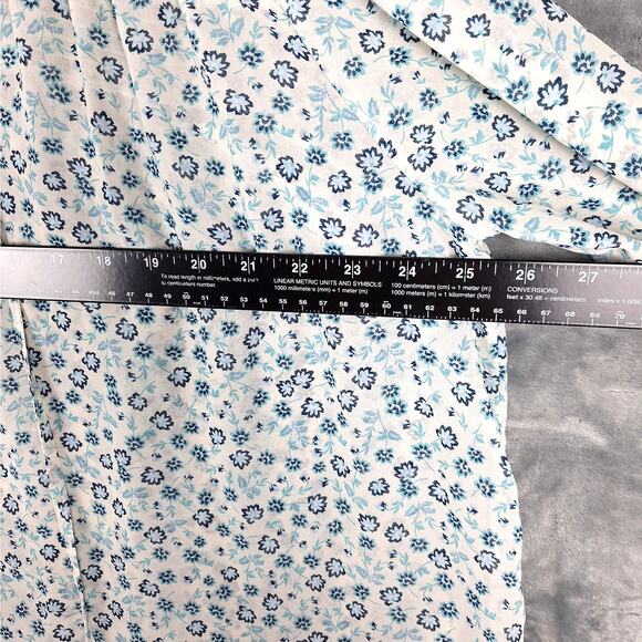 Womens Top Large Floral Boho Peasant Sheer Button Up Office Career Work Feminine - Picture 3 of 7